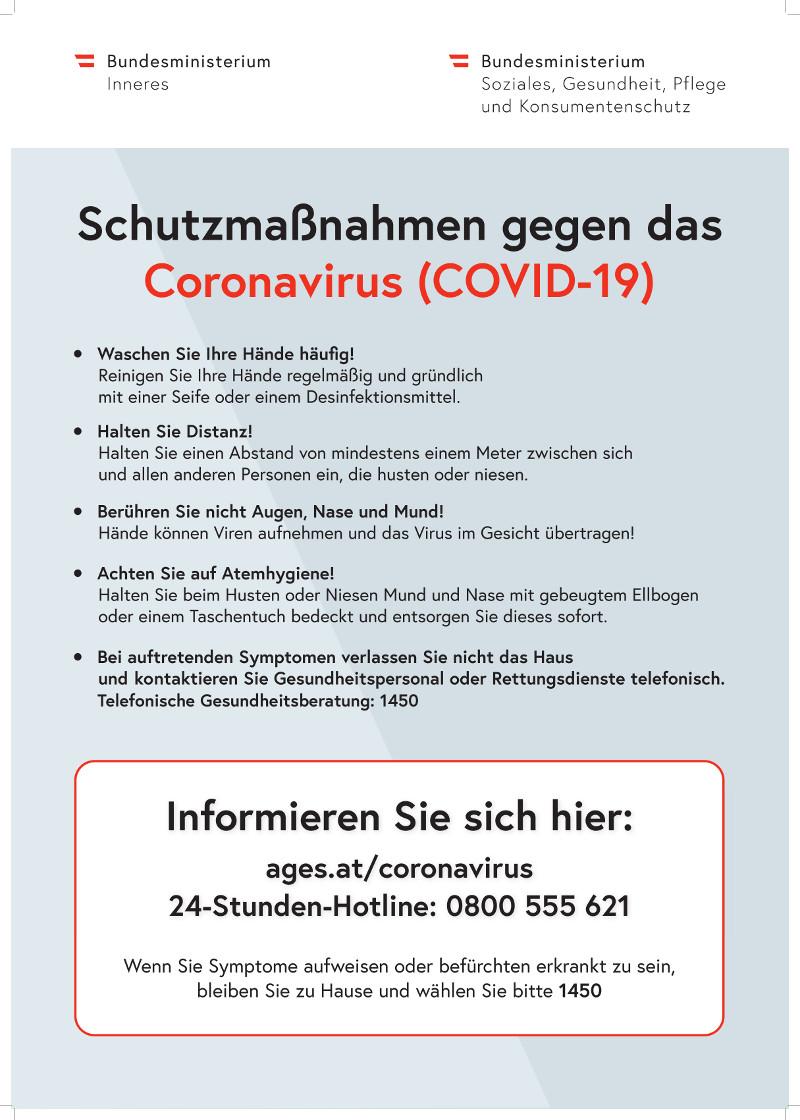 Schutzmaßnahmen gegen Coronavirus