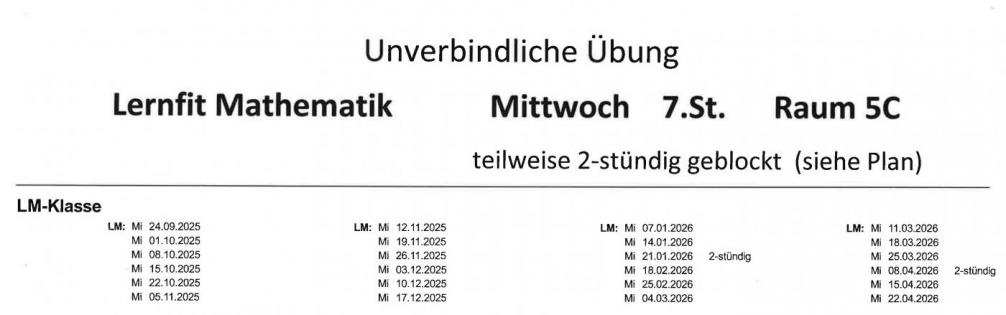 Termine Lernfit Mathematik
