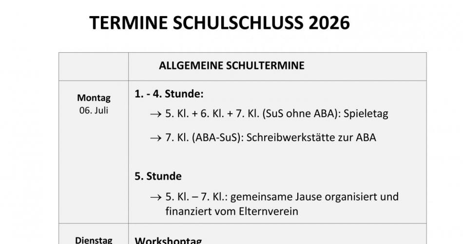 Letzte Schulwoche